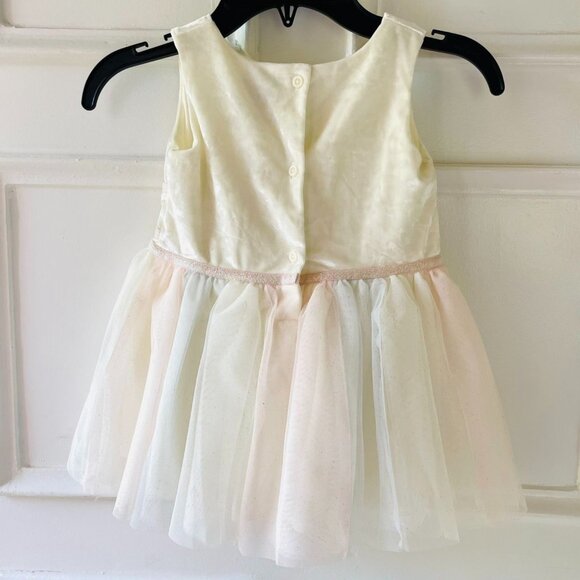 The Childrens Place Toddler Dress 18-24M Tulle Skirt and Ivory Velvet Top - Picture 4 of 10